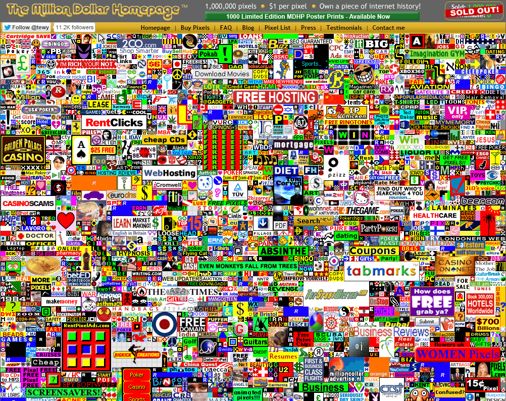 The Million Dollar Homepage and all those ads